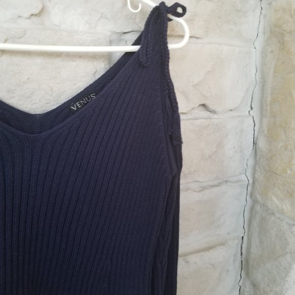 VENUS Dark Navy Cold Shoulder Sweater Top - Picture 6 of 8